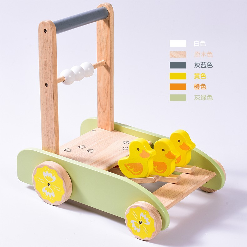 Đồ chơi xe đẩy cho bé toystore FUDAER xe đẩy gỗ họa tiết vịt vàng đáng yêu