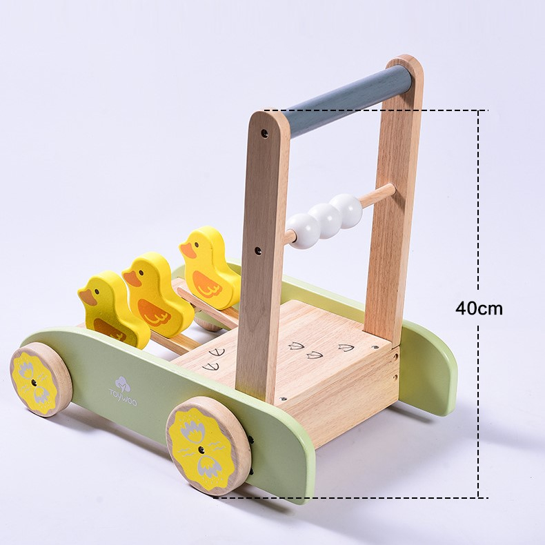 Đồ chơi xe đẩy cho bé toystore FUDAER xe đẩy gỗ họa tiết vịt vàng đáng yêu