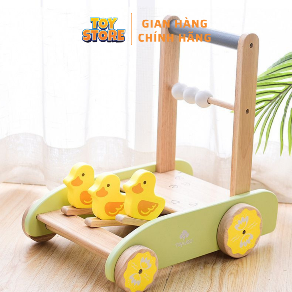 Đồ chơi xe đẩy cho bé toystore FUDAER xe đẩy gỗ họa tiết vịt vàng đáng yêu