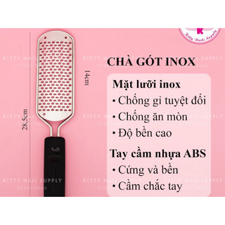 Cây chà gót chân inox 304, cây bào da chết inox, cây chà loại bỏ vùng da chết chai dày (có thể thay lưỡi chà)
