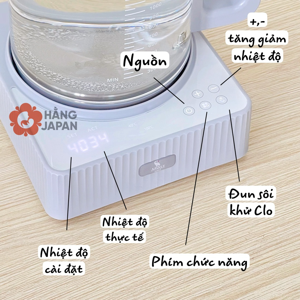 Bình đun nước MB055 pha sữa thông minh thế hệ mới Moaz BéBé - Bảo Hành Chính Hãng