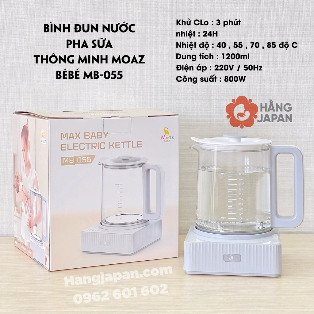 Bình đun nước MB055 pha sữa thông minh thế hệ mới Moaz BéBé - Bảo Hành Chính Hãng