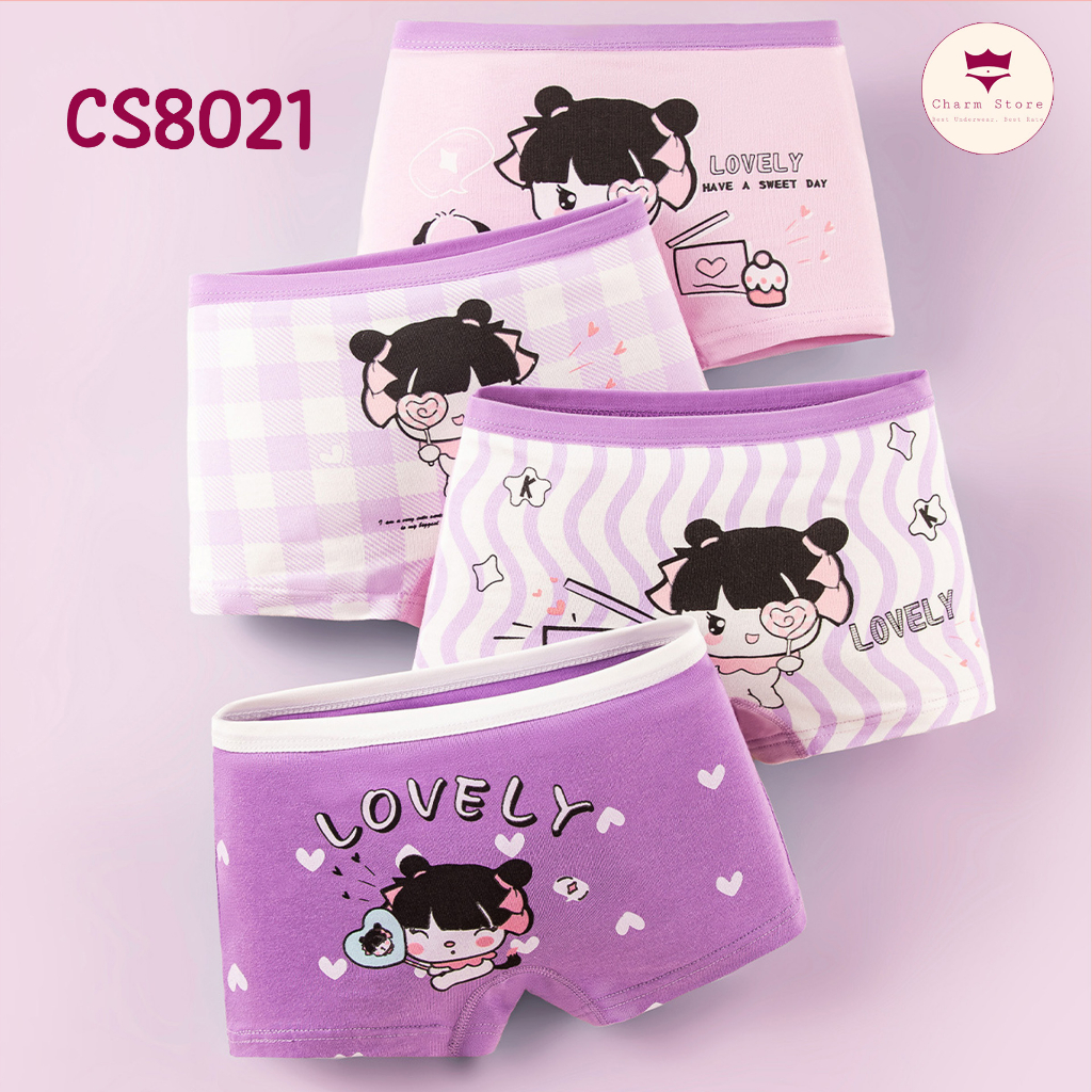 Set 4 quần chip đùi bé gái từ 10-45kg  siêu dễ thương chất cotton cao cấp mềm mịn với da bé CS8019-8020-8021