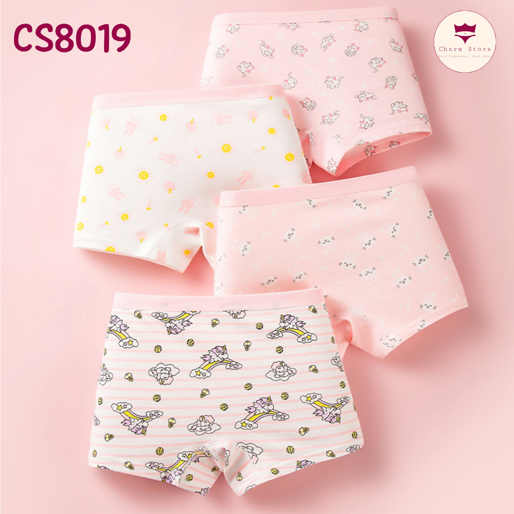 Set 4 quần chip đùi bé gái từ 10-45kg  siêu dễ thương chất cotton cao cấp mềm mịn với da bé CS8019-8020-8021