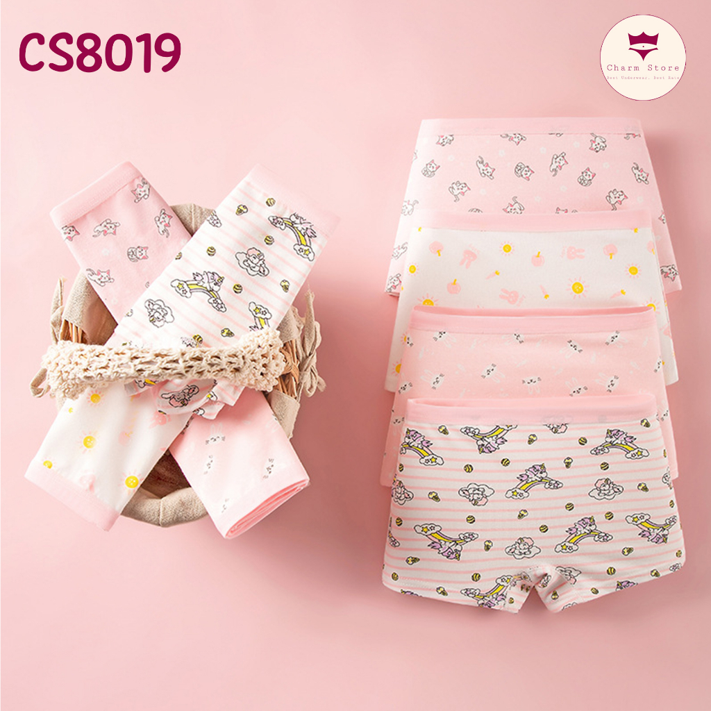 Set 4 quần chip đùi bé gái từ 10-45kg  siêu dễ thương chất cotton cao cấp mềm mịn với da bé CS8019-8020-8021