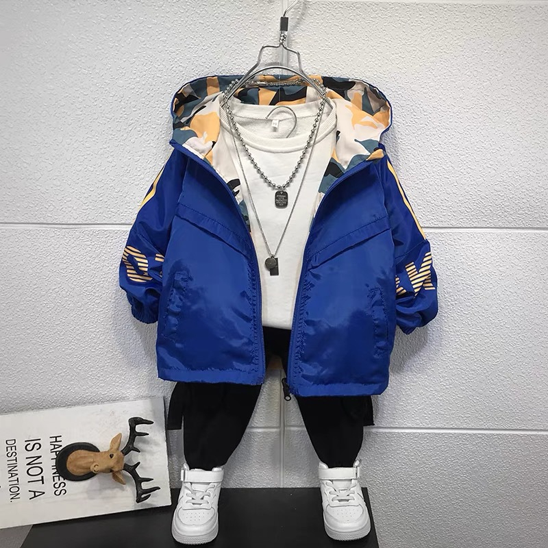 Áo khoác gió cho bé trai 2 mặt phong cách