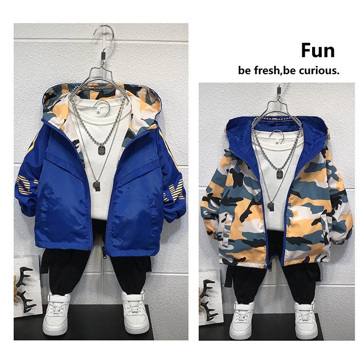 Áo khoác gió cho bé trai 2 mặt phong cách