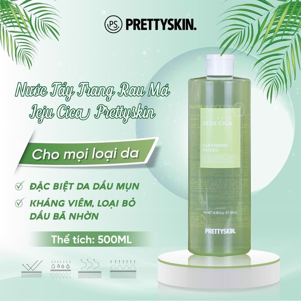 Nước tẩy trang B5 Prettyskin rau má Hyaluronic Galactomyces Cleansing Water Pretty skin 500ml
