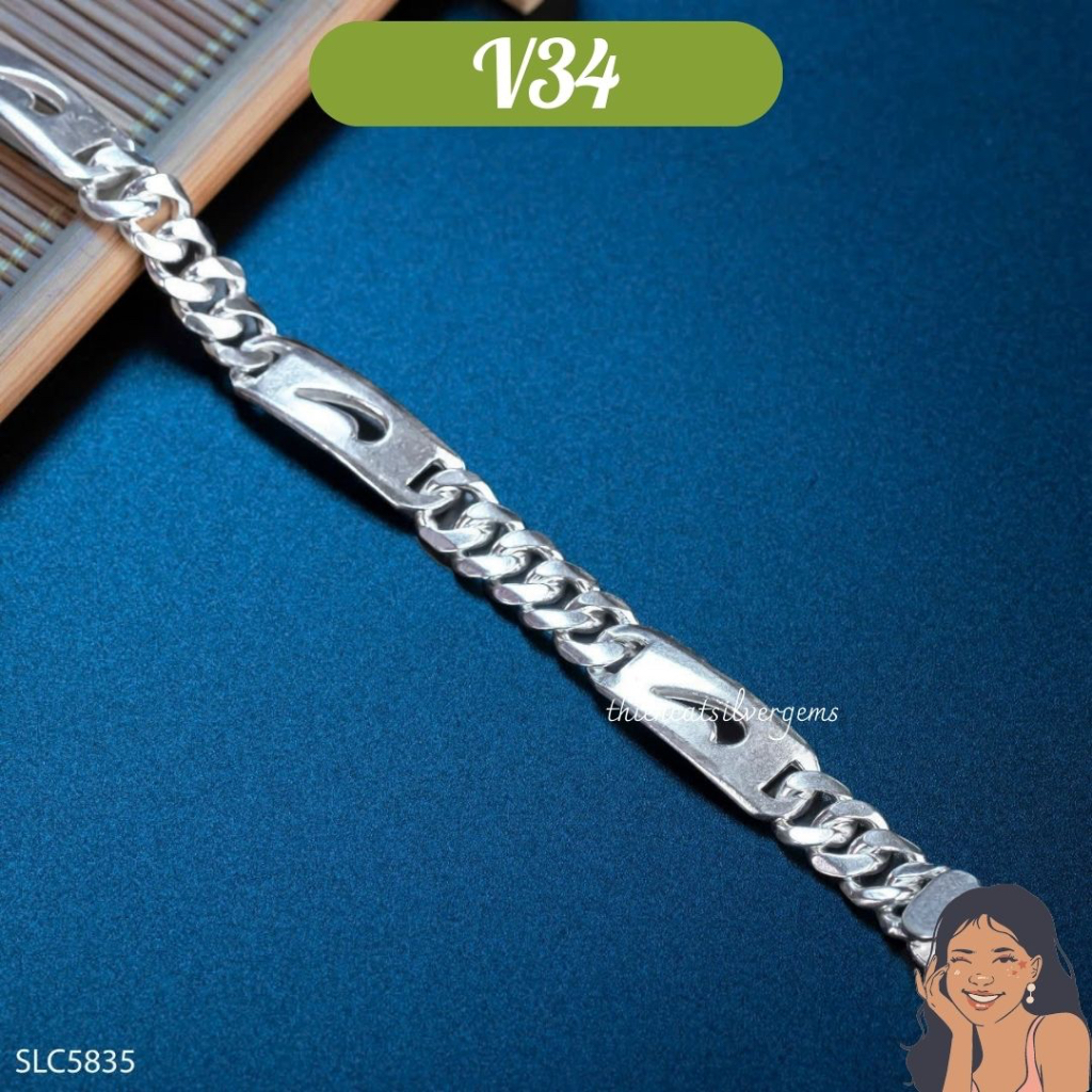 V34 Lắc tay lật sủng bảng Nike khoá chữ S Bạc thật nguyên chất Thiên Cát