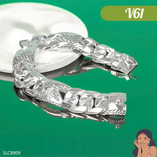V61 Lắc tay lật sủng bản bọng đai 10mm khoá bấm Bạc thật nguyên chất Thiên Cát