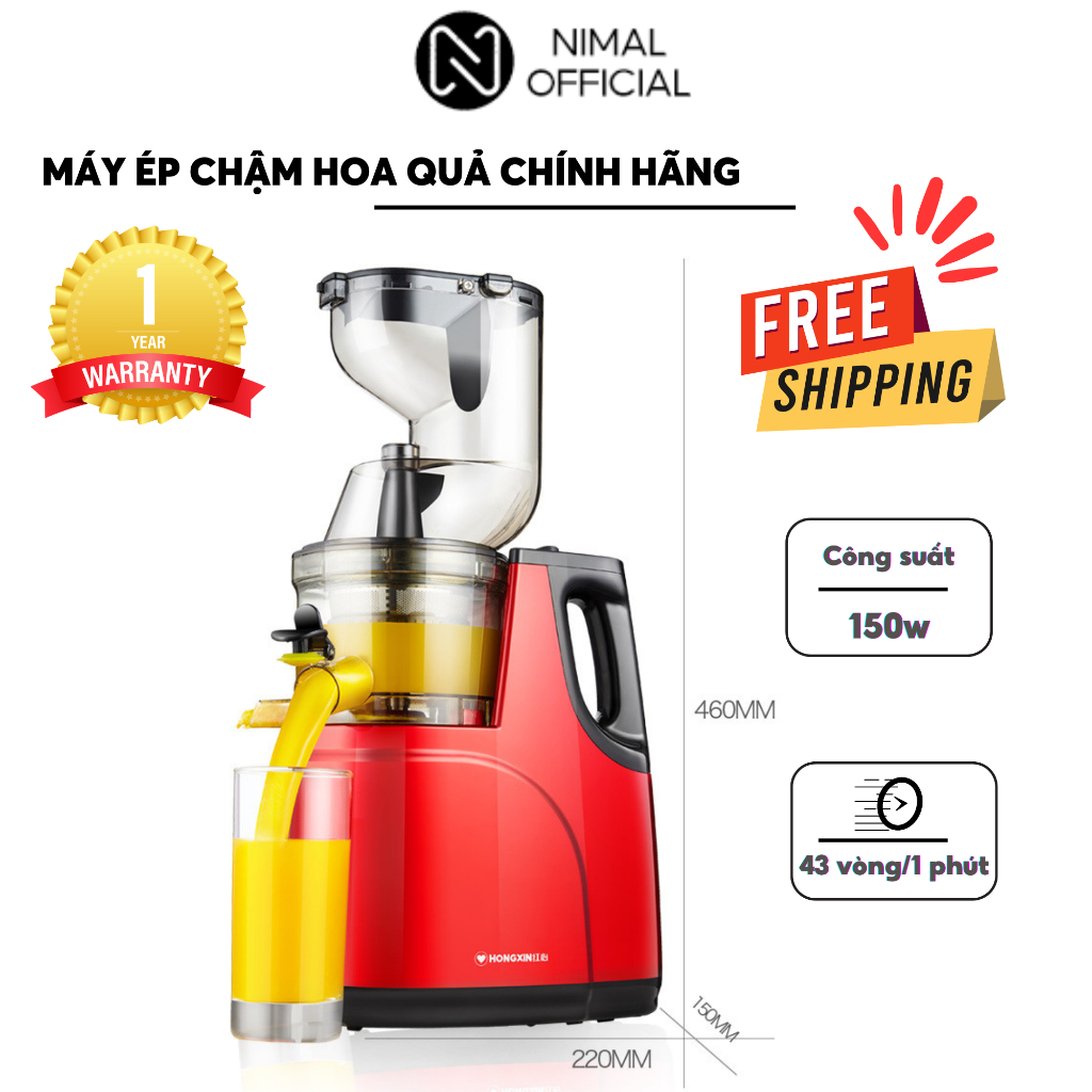 Máy ép chậm trái cây Nimal cao cấp ép hoa quả rau củ vắt kiệt bã, bảo hành 12 tháng