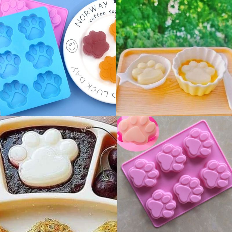 HCM-Khuôn Silicon 6 Chân Mèo, Chân Chó Dễ Thương Làm Socola, Thạch Rau câu, Pudding, Làm Xà Bông CAKESHOP