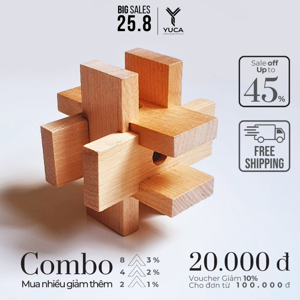 Đồ chơi khóa gỗ 6 Pieces - HexaPieces, Yuca Puzzle - 6 mảnh