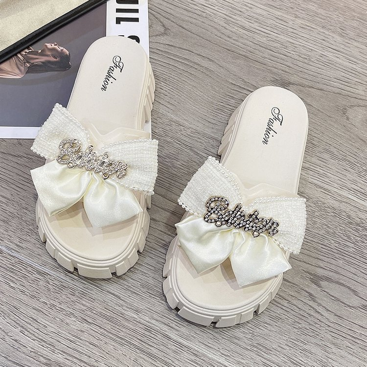 Dép Lê Nữ Nơ Đính Đá Đế 5cm