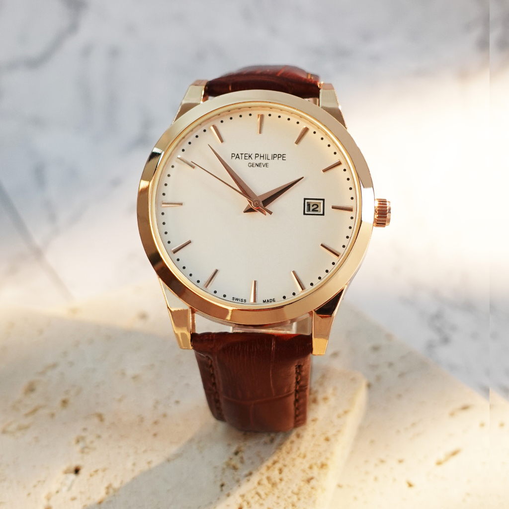 Đồng Hồ Nam Patek Philippe JAPAN WATCH Mặt Kính Đá Khoáng Chống Trầy Xước Dây Da Cao Cấp Size 42mm