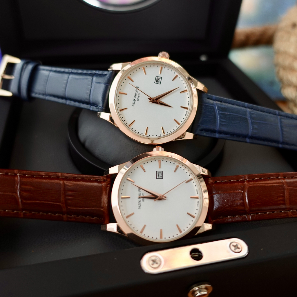 Đồng Hồ Nam Patek Philippe JAPAN WATCH Mặt Kính Đá Khoáng Chống Trầy Xước Dây Da Cao Cấp Size 42mm