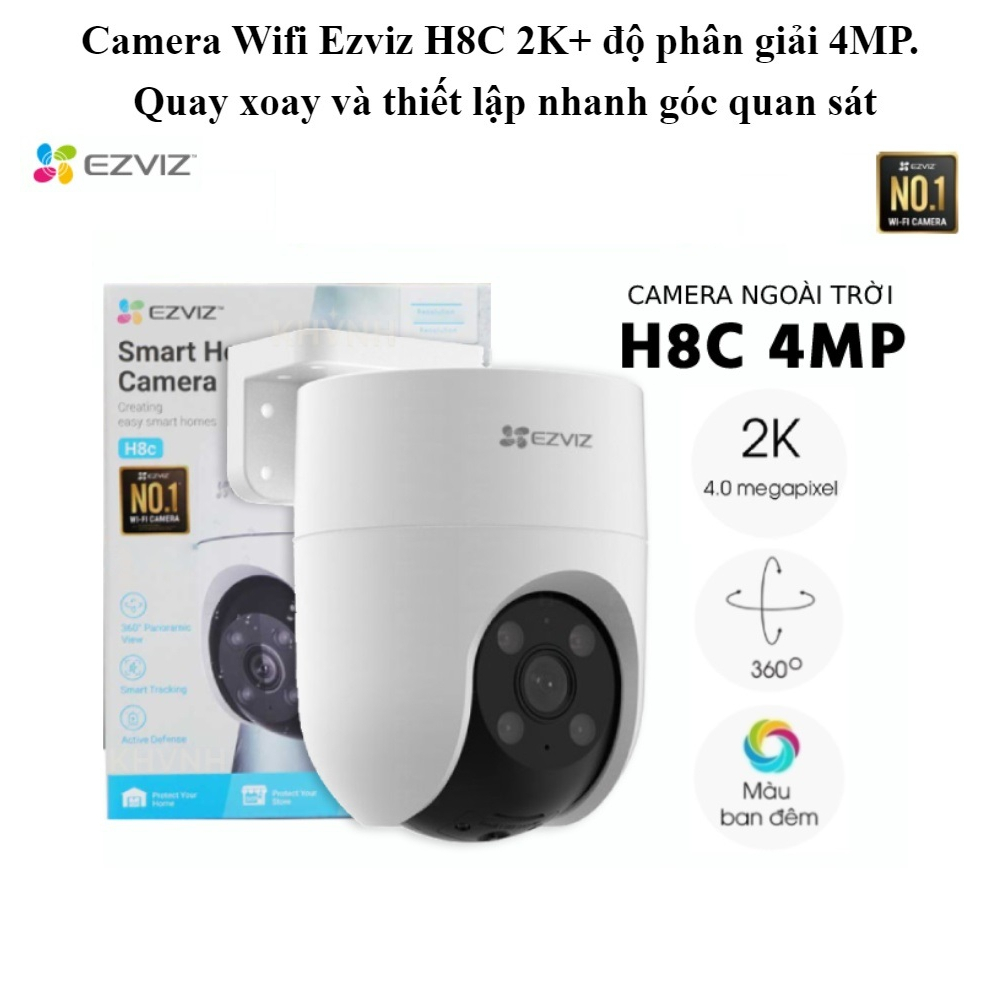 Camera Wifi Ezviz Ngoài Trời H8C 4MP/3MP 2K Quay 360 độ, đàm thoại 2 chiều, Ghi Hình Màu - Hàng Chính Hãng