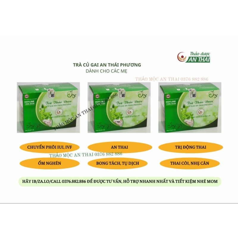 TRÀ THẢO DƯỢC CỦ GAI AN THAI - AN THÁI PHƯƠNG BỊCH 10 GÓI GIÚP AN THAI HẾT NGHÉN CHO MẸ THAI KÌ AN NHÀN
