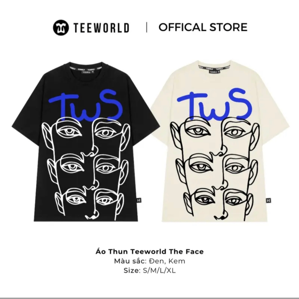Áo Thun Local Brand Teeworld The Face T-shirt Trắng Đen Nam Nữ Form Rộng Unisex