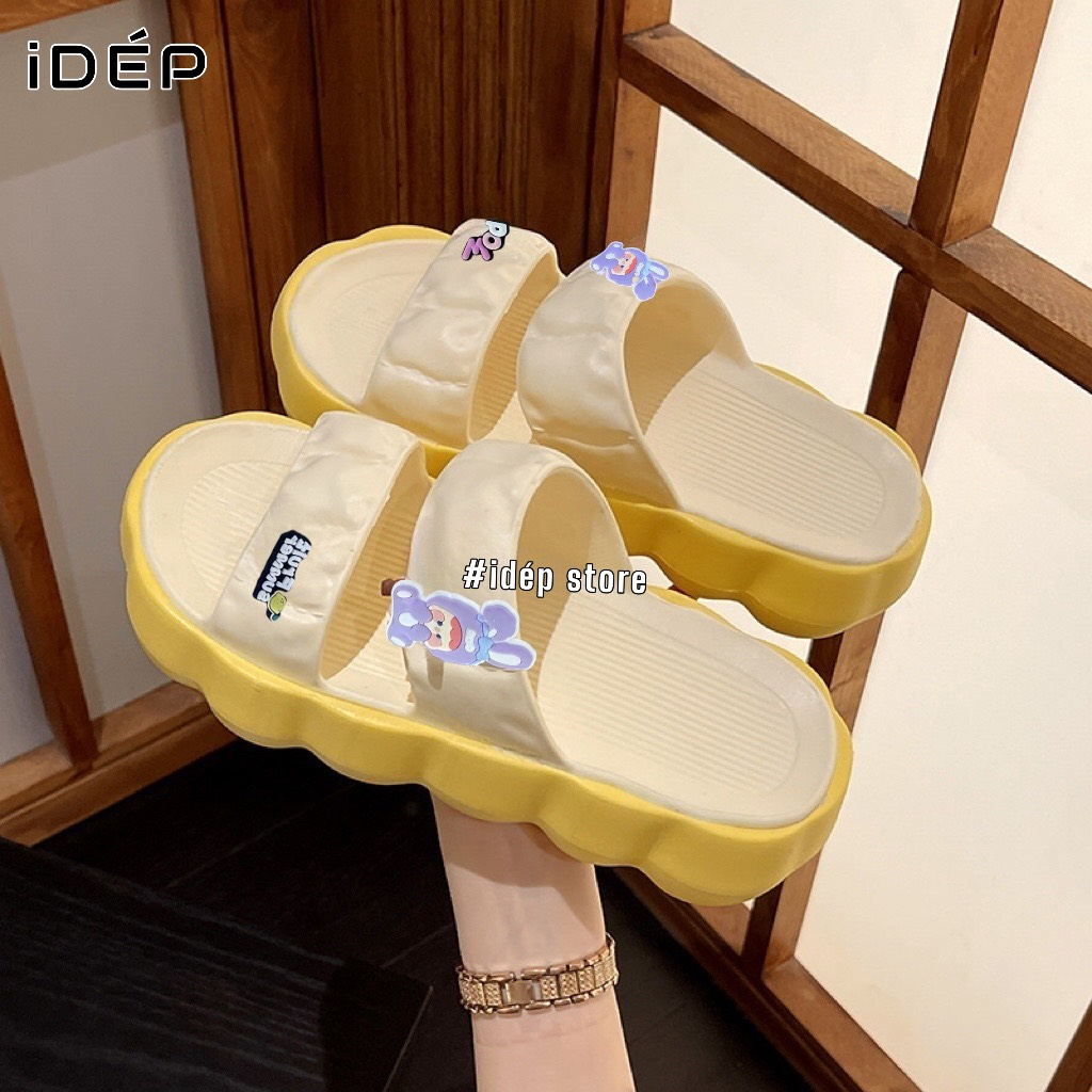 𝐢𝐃É𝐏 𝐃𝐋𝟑𝟔𝟖 Dép bánh mì nữ 2 quai ngang đế dày cao 4cm hình Thỏ Pow cute siêu nhẹ