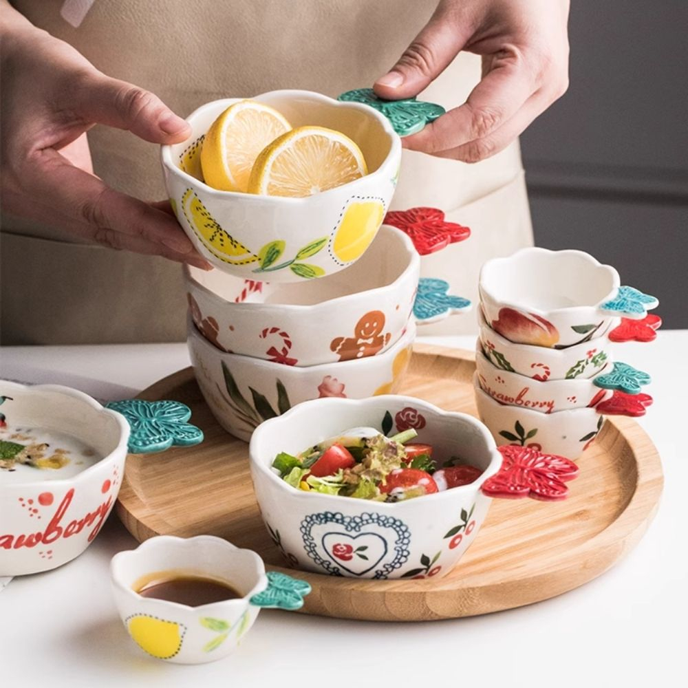 Bát ăn dặm cho bé có tay cầm , chén đựng gia vị nhiều hoạ tiết Alifis