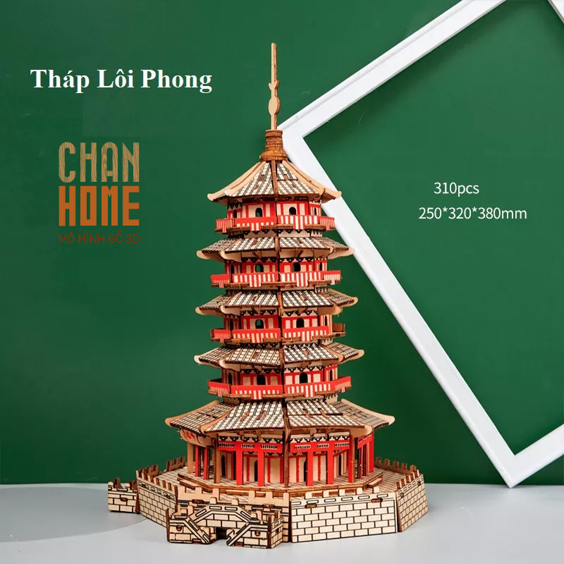Mô hình lắp ghép tháp Lôi Phong kiến trúc nổi tiếng, mô hình gỗ 3D lắp ráp cho bé