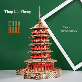 Mô hình lắp ghép tháp Lôi Phong kiến trúc nổi tiếng, mô hình gỗ 3D lắp ráp cho bé