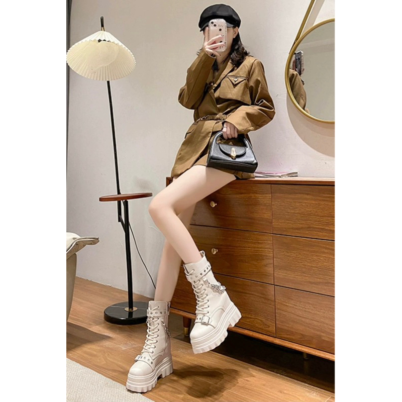 Boots da thời trang cao cấp đế 11cm cá tính