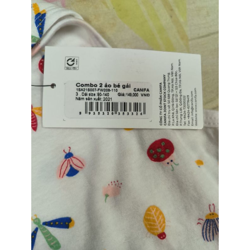 Pack 2 áo ba lỗ bé gái chất cotton Canifa