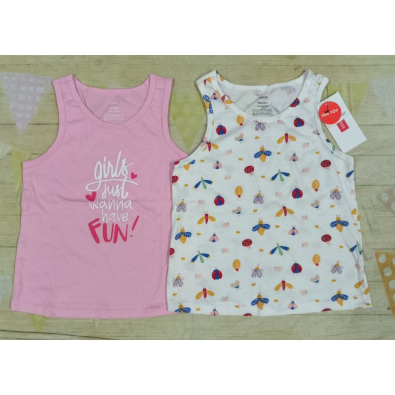 Pack 2 áo ba lỗ bé gái chất cotton Canifa