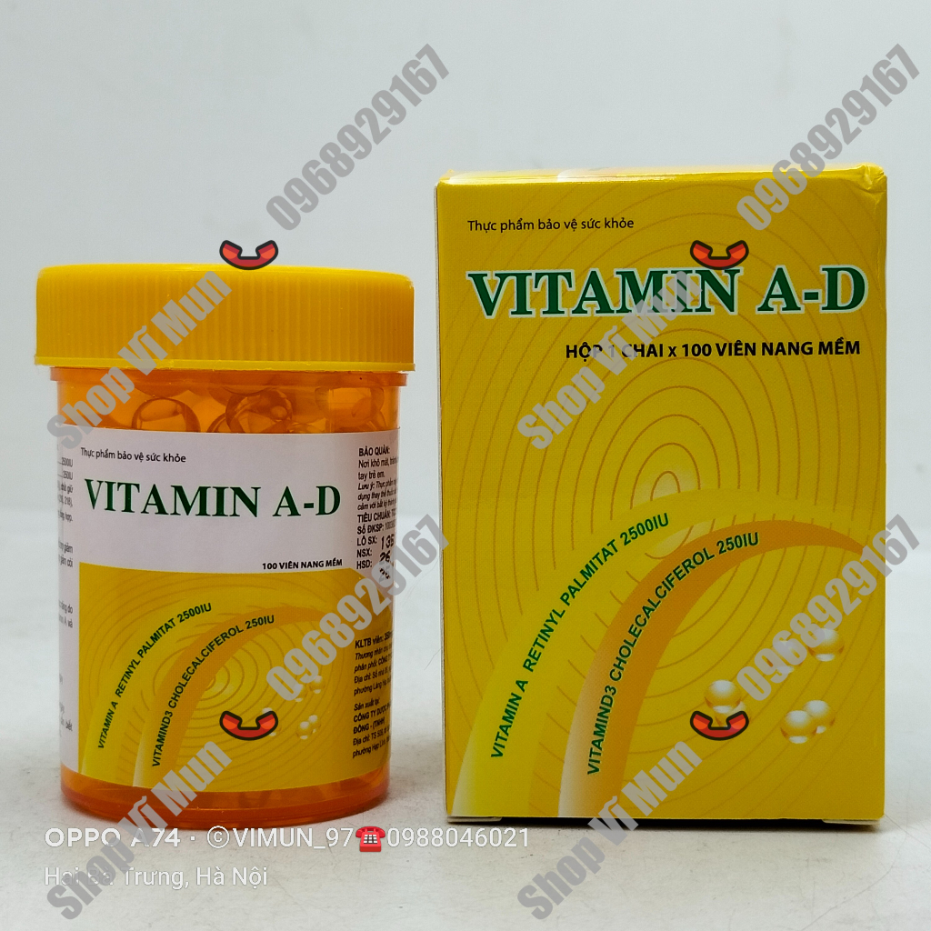 Viên uống Vitamin AD sáng mắt đẹp da - Lọ 100 viên