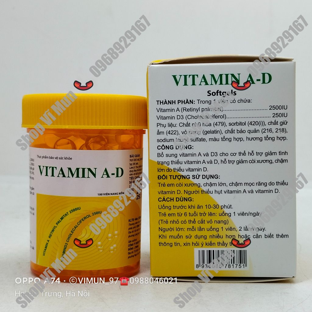 Viên uống Vitamin AD sáng mắt đẹp da - Lọ 100 viên