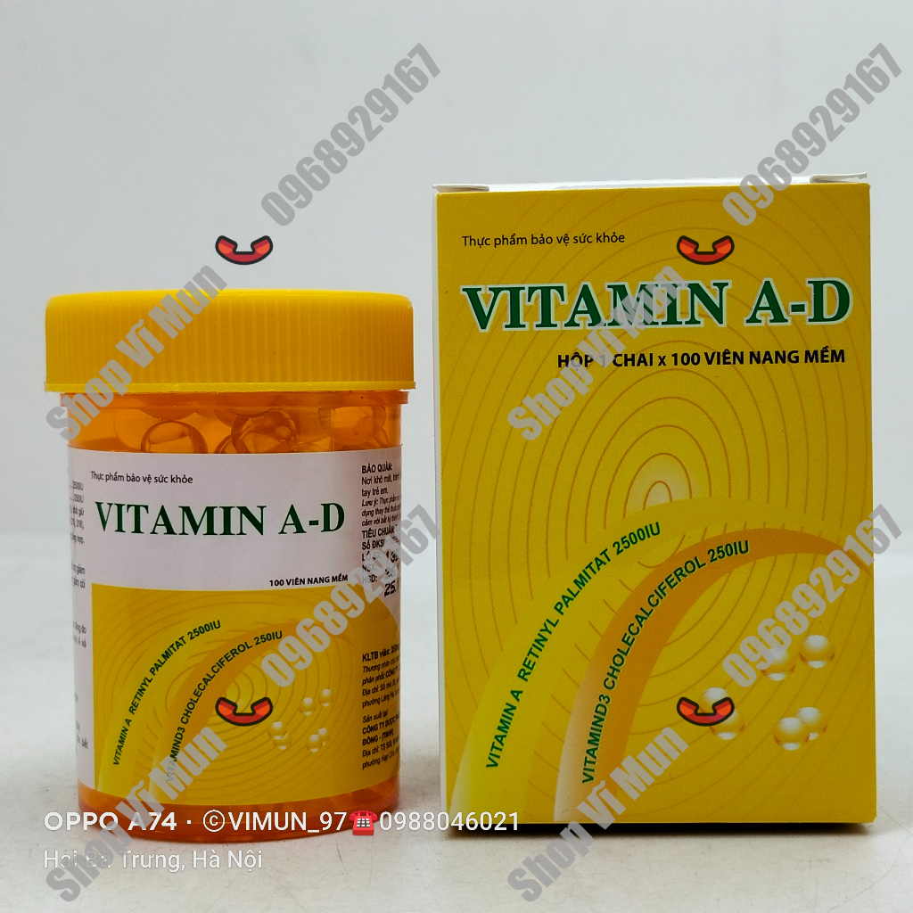 Viên uống Vitamin AD sáng mắt đẹp da - Lọ 100 viên