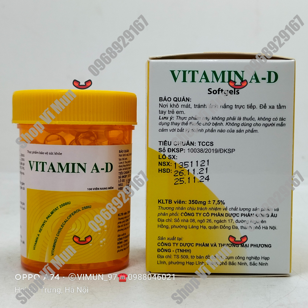 Viên uống Vitamin AD sáng mắt đẹp da - Lọ 100 viên