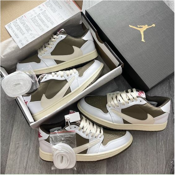 Giày JORDAN Travis Scott Nâu Cao, Xanh Cao, Nâu Đen Thấp, Nâu Trắng Thấp, Xanh Đen Thấp, Giày Travis 5 Mẫu Hottrend 2023
