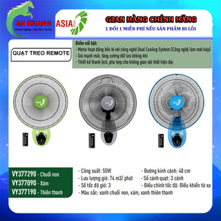 Quạt treo tường REMOTE ASIA vina VY377290, VY377090, VY377190 - Bảo hành chính hãng 24 tháng