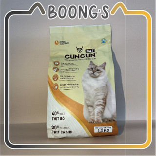 Hạt tươi Cun Cun Cat 1,2kg hỗ trợ tăng cân, tiêu búi lông vị thịt bò và cá hồi