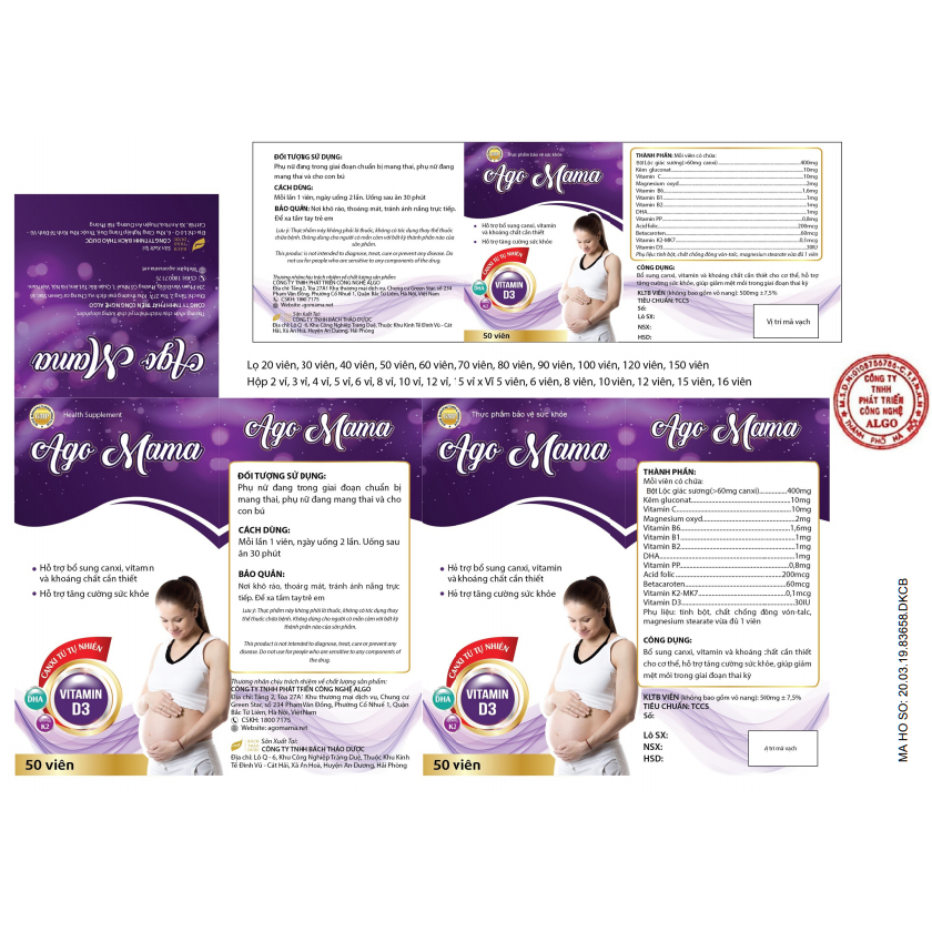 AGO MAMA chống lưu thai, dị tật từ LỘC GIÁC SƯƠNG HƯƠU, bổ sung DHA, Kẽm, Vitamin mẹ bầu trước và sau sinh
