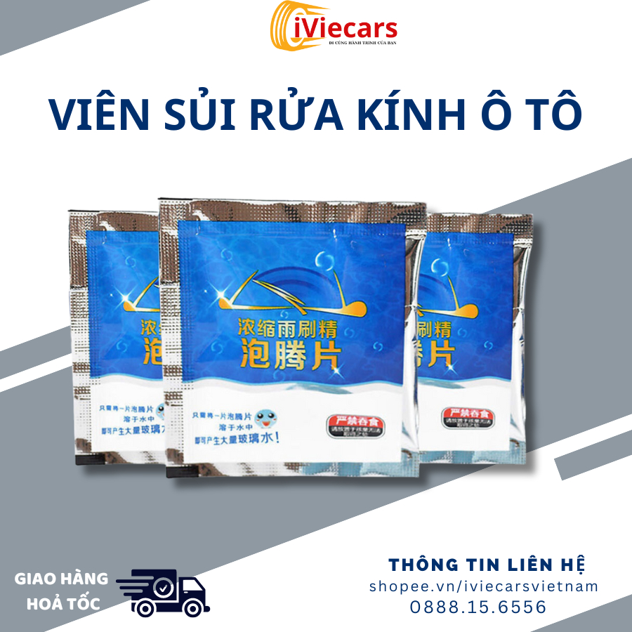 Viên sủi rửa kính ô tô, viên tẩy rửa kính ô tô hỗ trợ làm sạch kính hoàn toàn, tiện dụng, thân thiên với môi trường