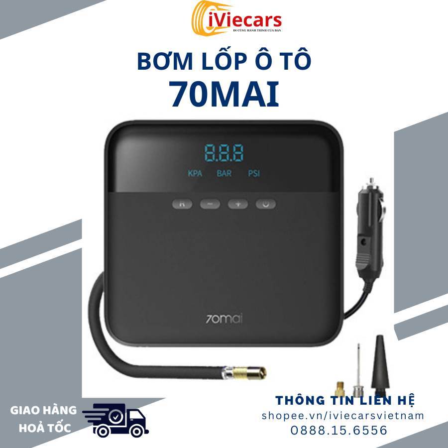 Bơm lốp xe ô tô 70Mai Air Compressor Lite TP03 TP04 tự ngắt độ ồn thấp mã lực lớn - Có hiển thị áp suất