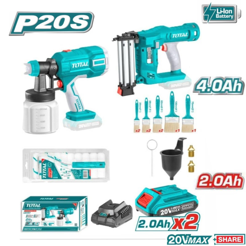 TOTAL Bộ combo súng bắn đinh & máy phun sơn TOSLI23054