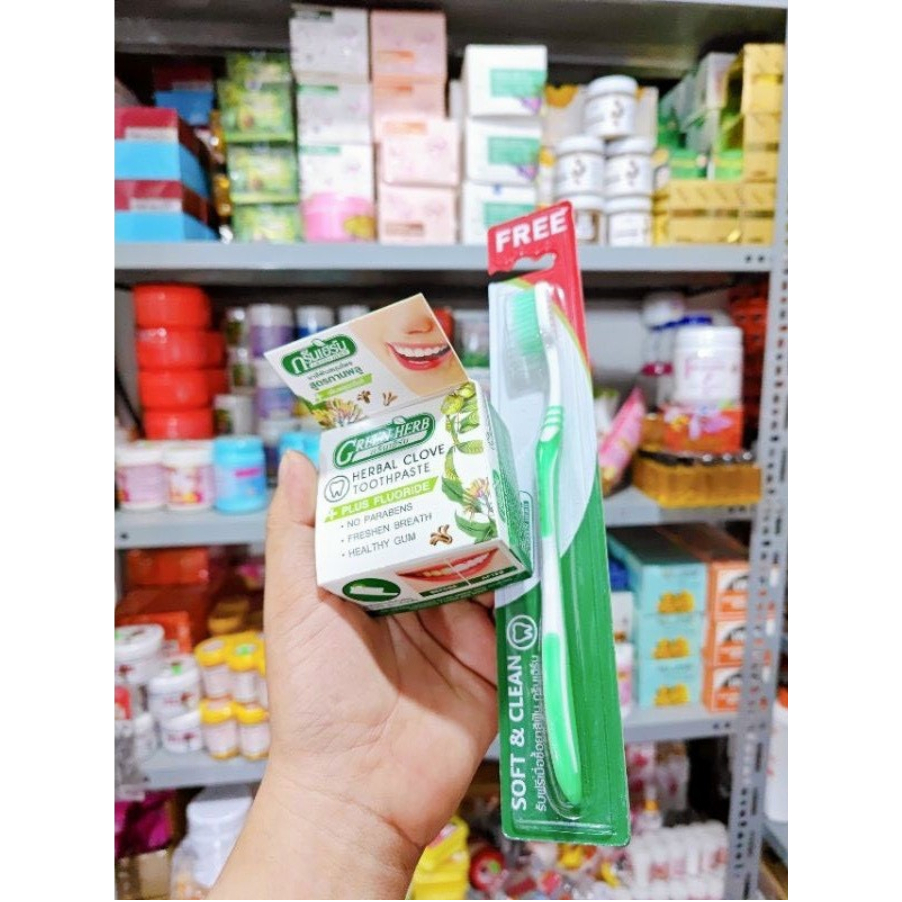 Bột trắng răng dừa Green Herb Thái Lan, kem tẩy đánh bay mảng bám cao răng, sâu răng - M.A Shop