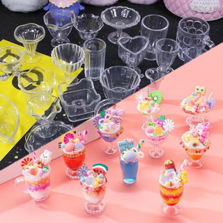 Set 12 mô hình ly kem mini DIY tự làm tặng kèm phụ kiện làm đồ chơi búp bê, ly kem DIY handmade
