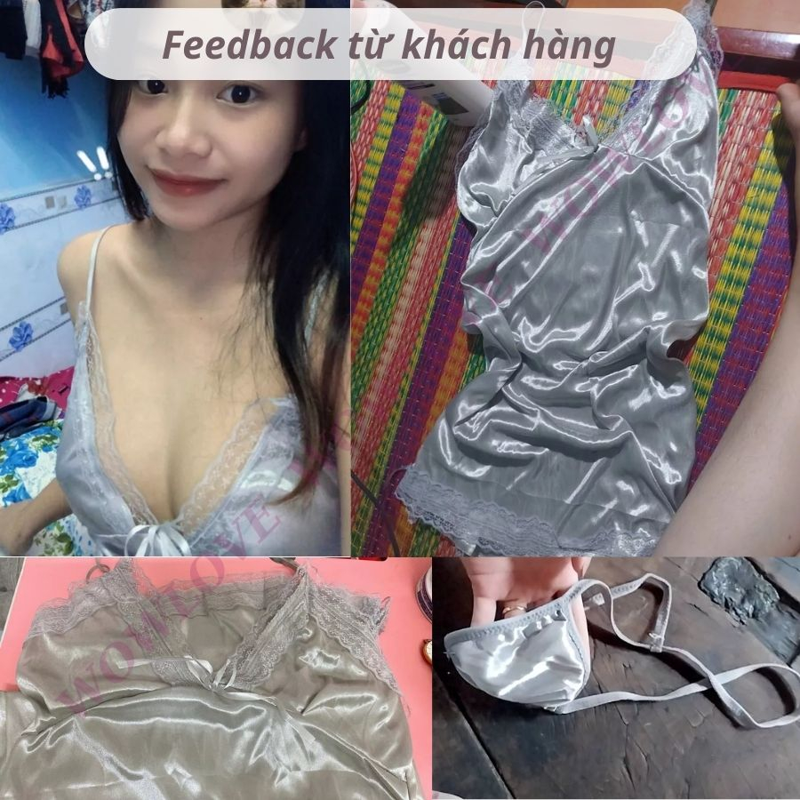 Đầm Đồ Váy Ngủ 2 Dây Phối Ren Sexy Quyến Rũ Thời Trang Cho Nữ