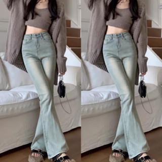 Quần bò jeans nữ co dãn ống loe trơn, loe may gấu, loe xẻ gấu, rộng xuông đứng, jeans co dãn 4 chiều