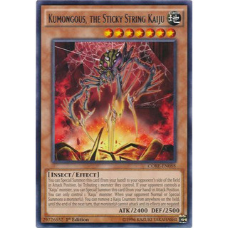 Lá bài thẻ bài Yugioh Kumongous the Sticky String Kaiju - rare - Tặng bọc bài nhựa bảo quản