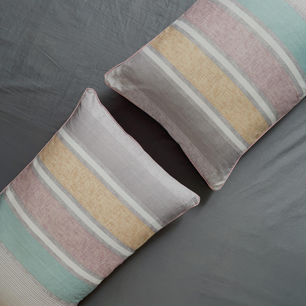 Vỏ gối nằm cotton lụa Hàn cao cấp kích thước 45x65cm/50x70cm họa tiết kẻ hình học thương hiệu Homecoming VN