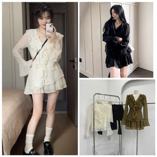  Set áo bèo và chân váy xoè tơ nhăn sang chảnh EMILY SET