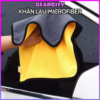 Khăn lau rửa xe microfiber màu vàng cho ôtô - găng tay rửa xe máy, ô tô, lau dọn nội thất - gearcity