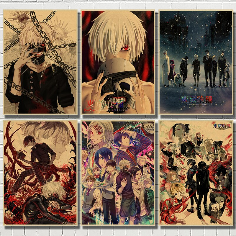 Vintage Cổ Điển Tokyo Ghoul Hoạt Hình Poster Retro Poster Nâu Treo Tường Thanh Cafe Phòng Khách Ms: 673